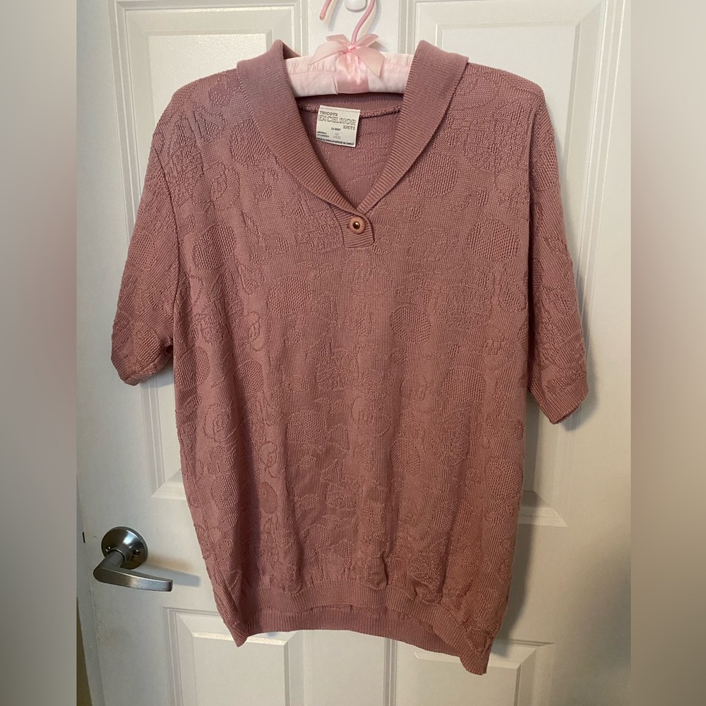 Vintage 80s textured floral knit oversize t-shirt